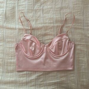 Pink satin crop top